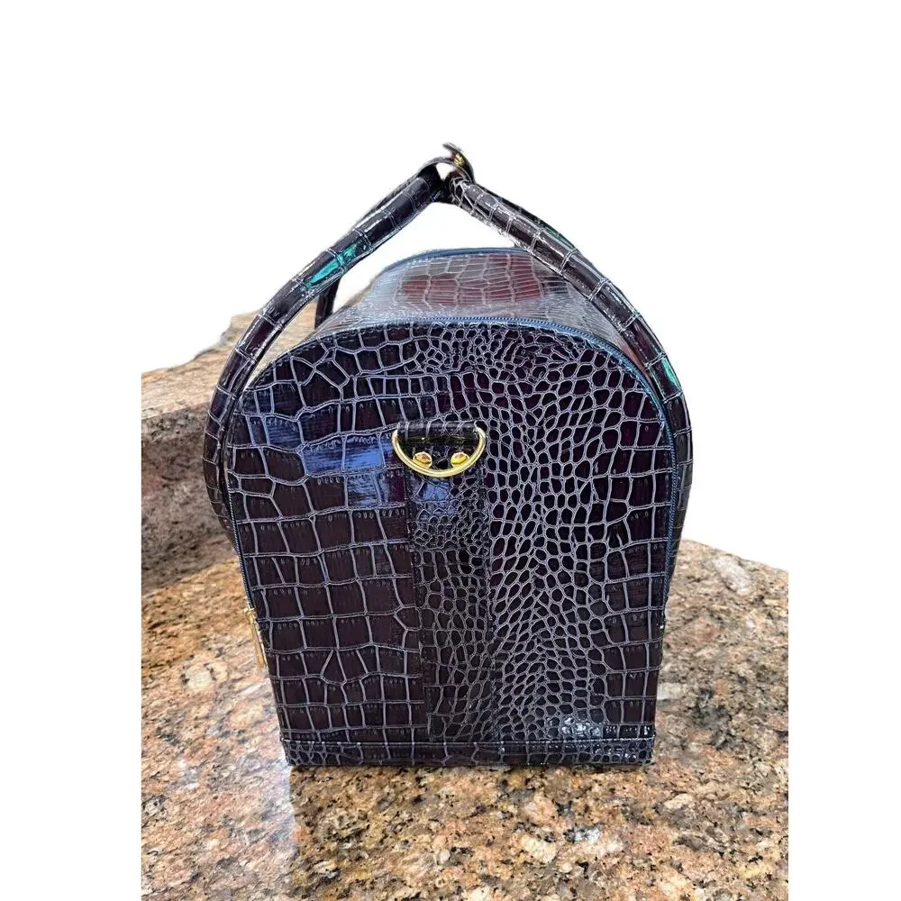 SeneGence Large Purple Crocodile Luxury Makeup,‎ Jewelry, Etc. LARGE Travel Tote
